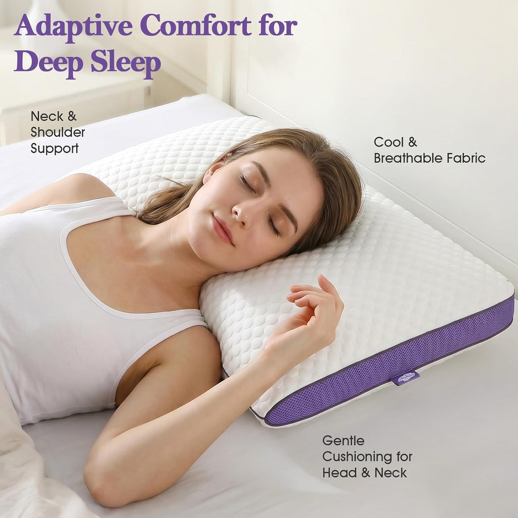 Bpc Shredded Memory Foam Pillows King Size, Cooling Bed Pillows for Sleeping, Adjustable Firm Soft Support for Side Back Stomach Sleepers,…