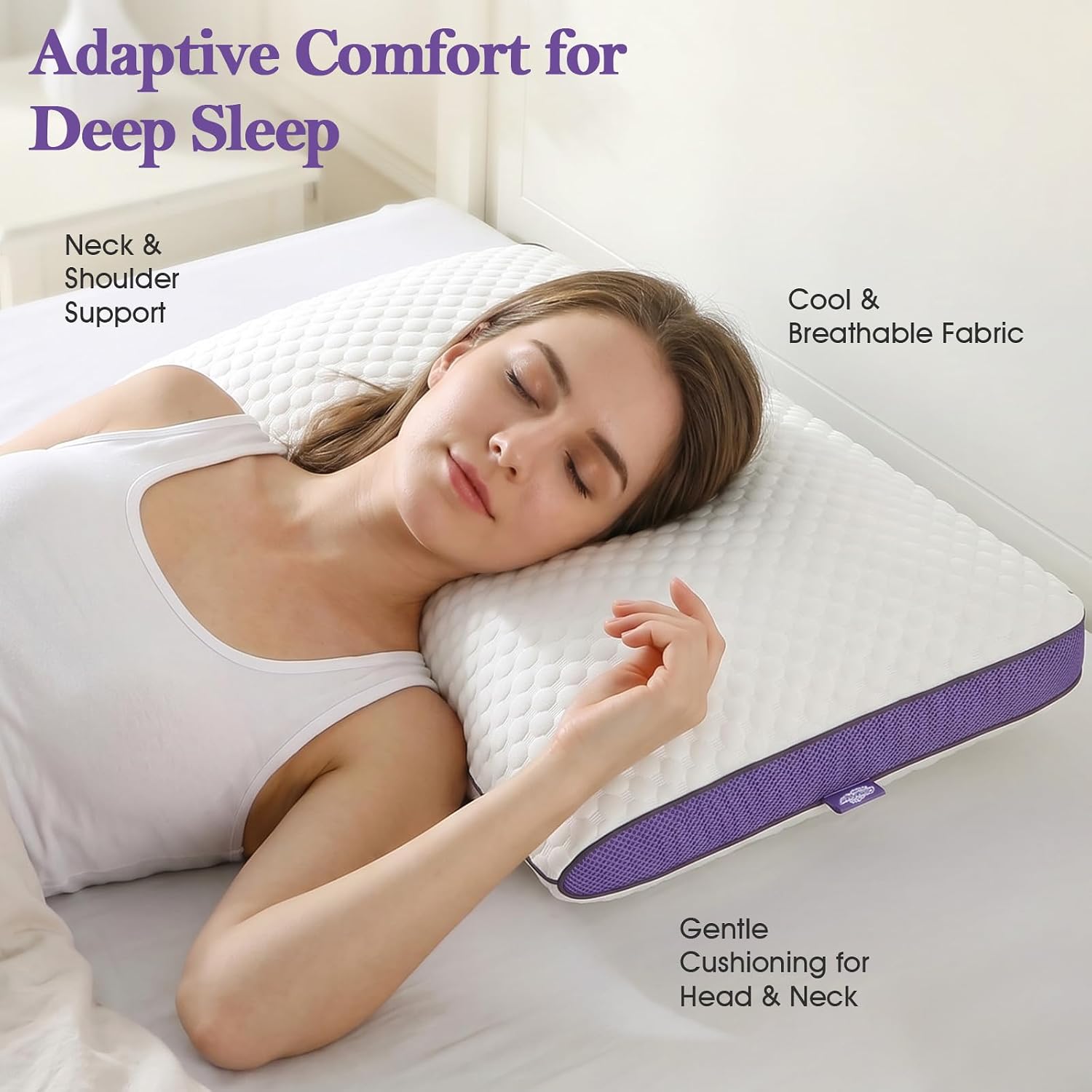 Bpc Shredded Memory Foam Pillows King Size, Cooling Bed Pillows for Sleeping, Adjustable Firm Soft Support for Side Back Stomach Sleepers,…