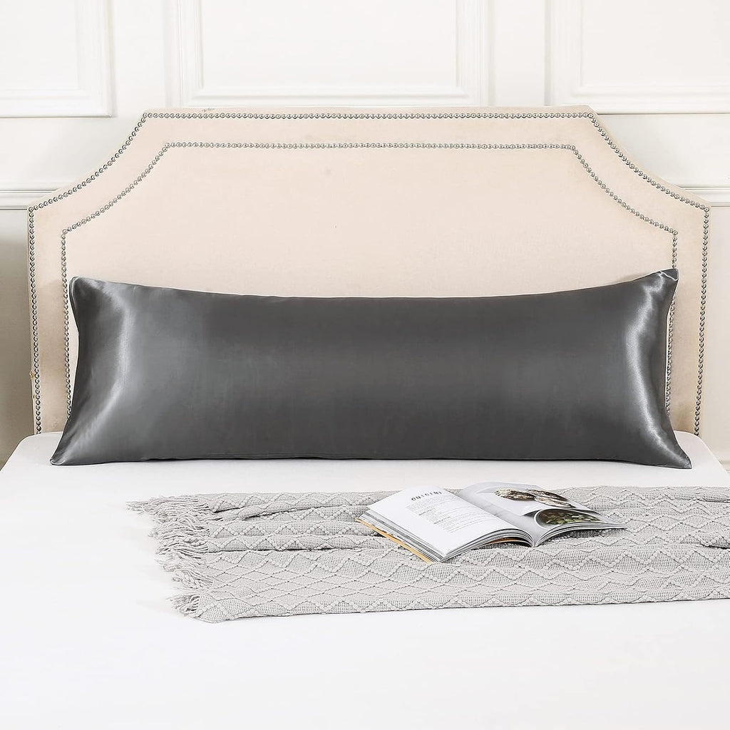Huxmeyson Body Pillow with Satin Pillowcase, Body Pillow for Adults, Removable Cover, Grey (20"x54") Grey