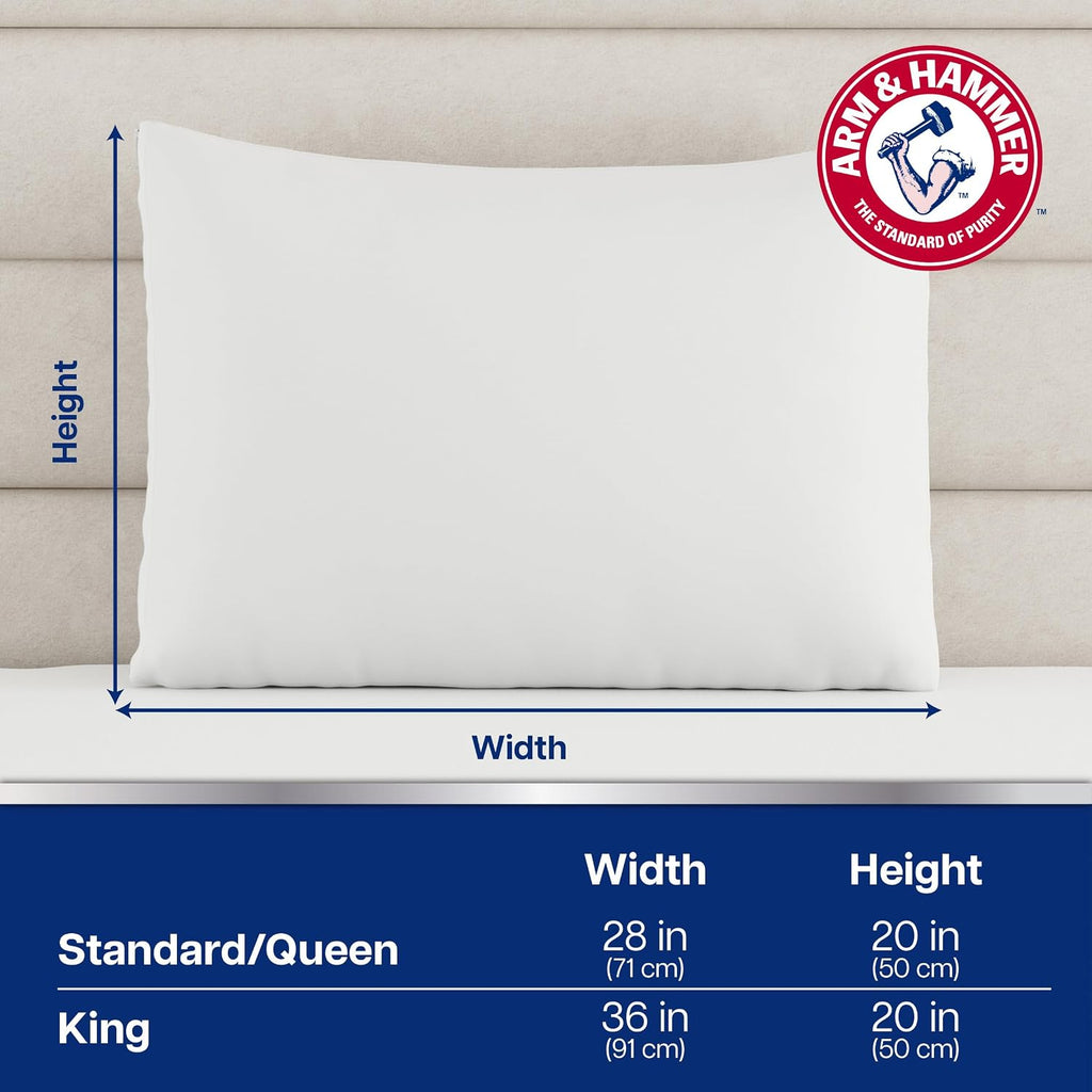Armhammer Arm & Hammer Cooling Comfort Zippered Pillow Protector, 2-Pack, Standard/Queen White