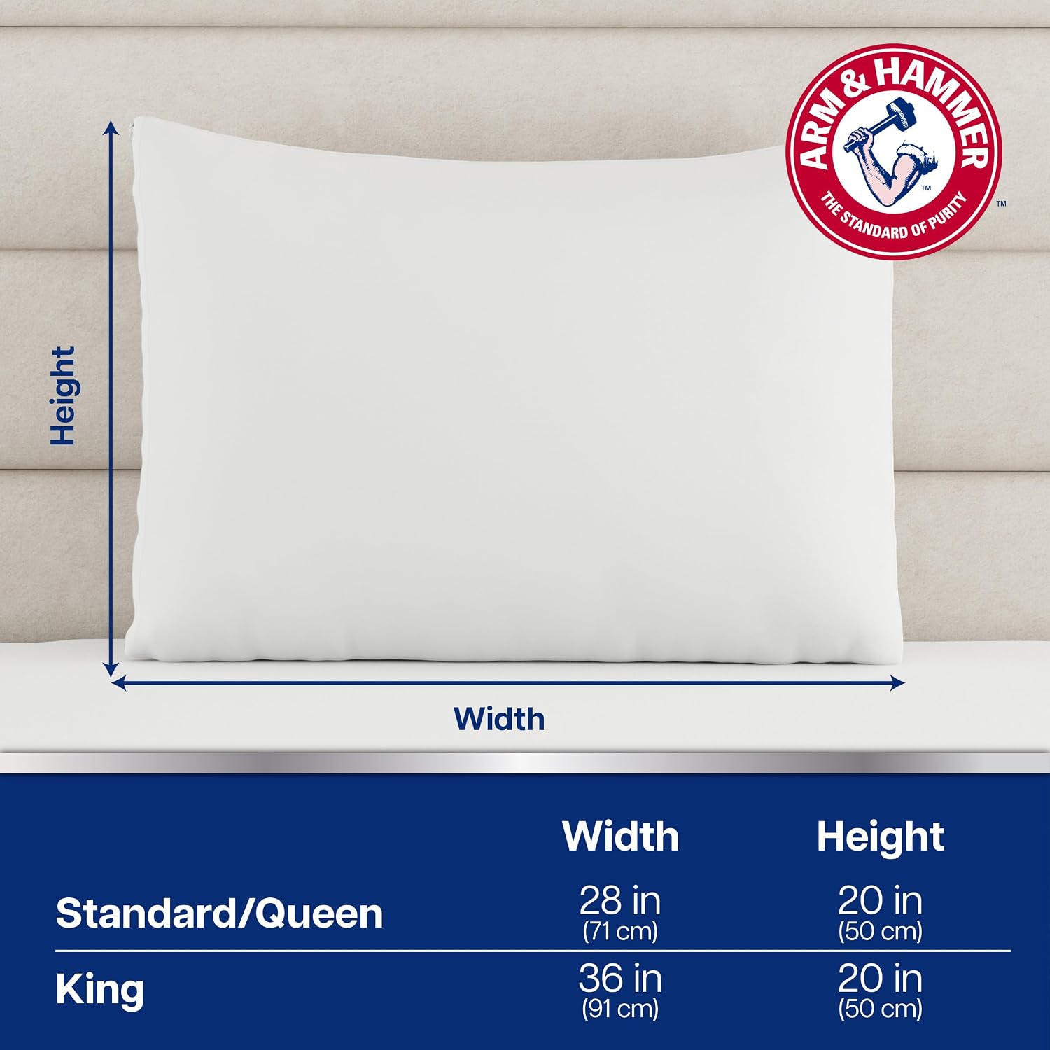 Armhammer Arm & Hammer Cooling Comfort Zippered Pillow Protector, 2-Pack, King White