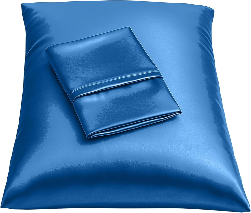 Blissford Royal Blue Satin Pillowcase with Zipper, for Hair and fabric comfort, Feels Soft and Cool Like a Silk Pillowcase, Satin Pillow…