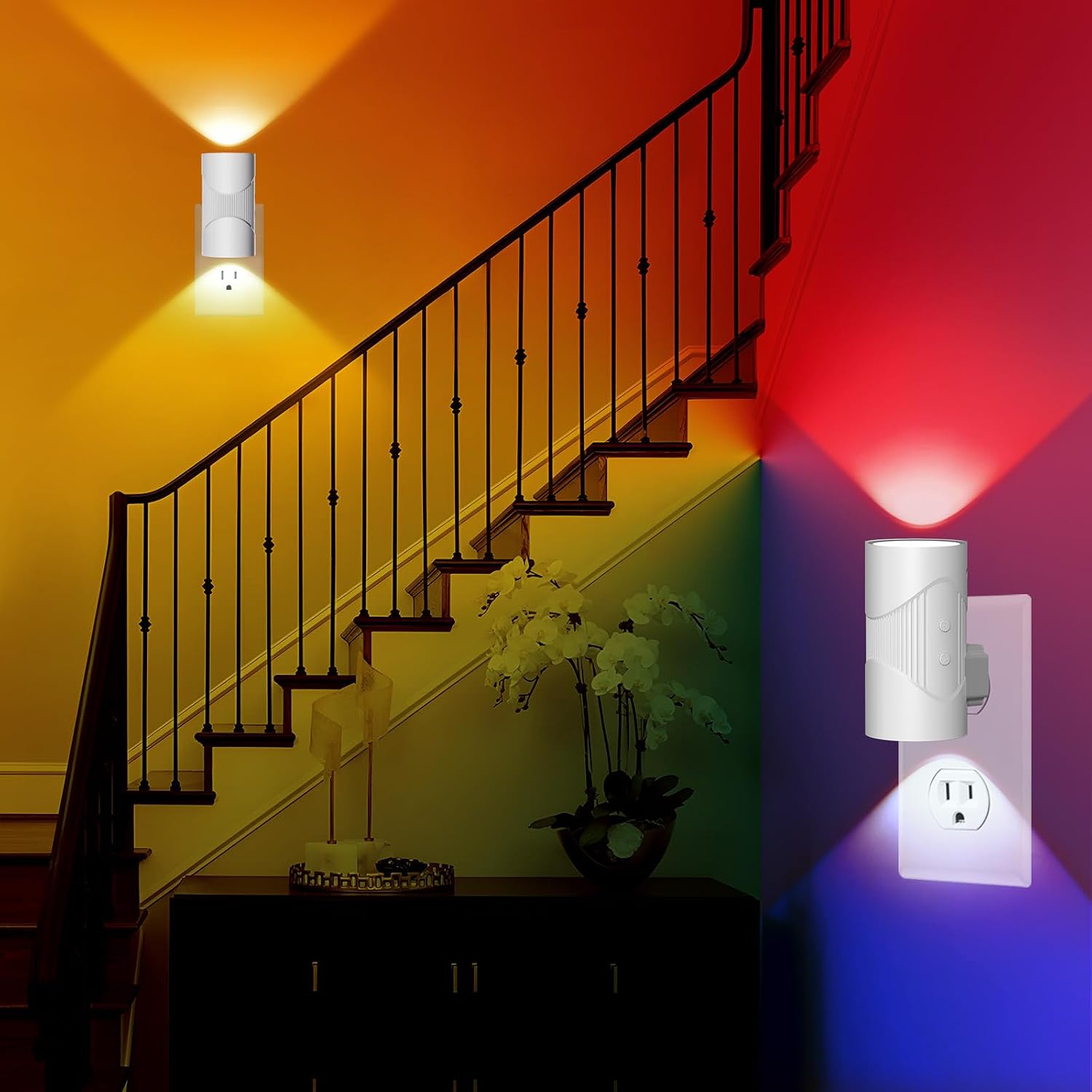 easuntec Night Light, Night Lights Plug into Wall, Color Changing Night Light, Dusk to Dawn Sensor, 8 Light Modes, Dimmable RGB Night Light…