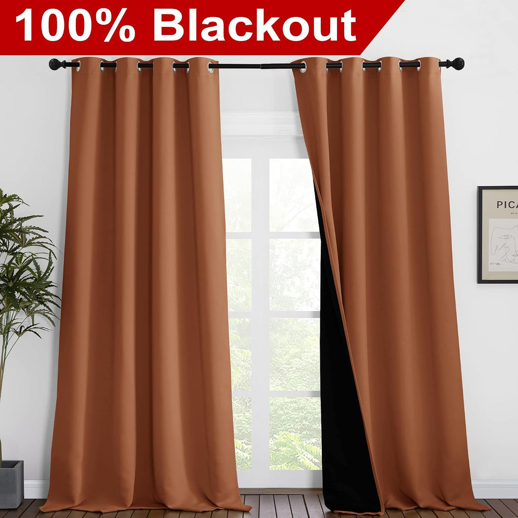Nicetown Full Shading Curtains 96 inches Long 2 Panels Set for Windows, Super Heavy-Duty Black Lined Blackout Curtains for Bedroom, Privacy…