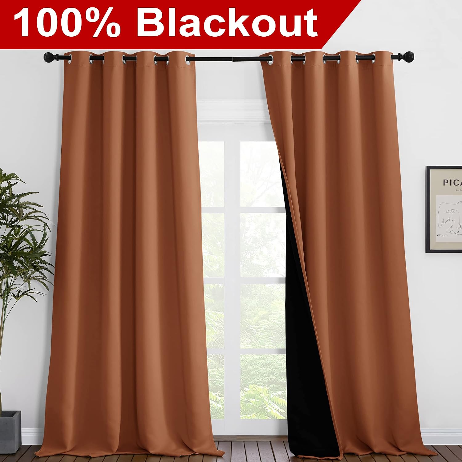 Nicetown Full Shading Curtains 96 inches Long 2 Panels Set for Windows, Super Heavy-Duty Black Lined Blackout Curtains for Bedroom, Privacy…