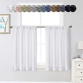 WelvetBLK White Kitchen Curtains 36 Inch Length 2 Panels Set, Soft Solid Light Filtering Thermal Insulated Small Window Cafe Curtains for B…