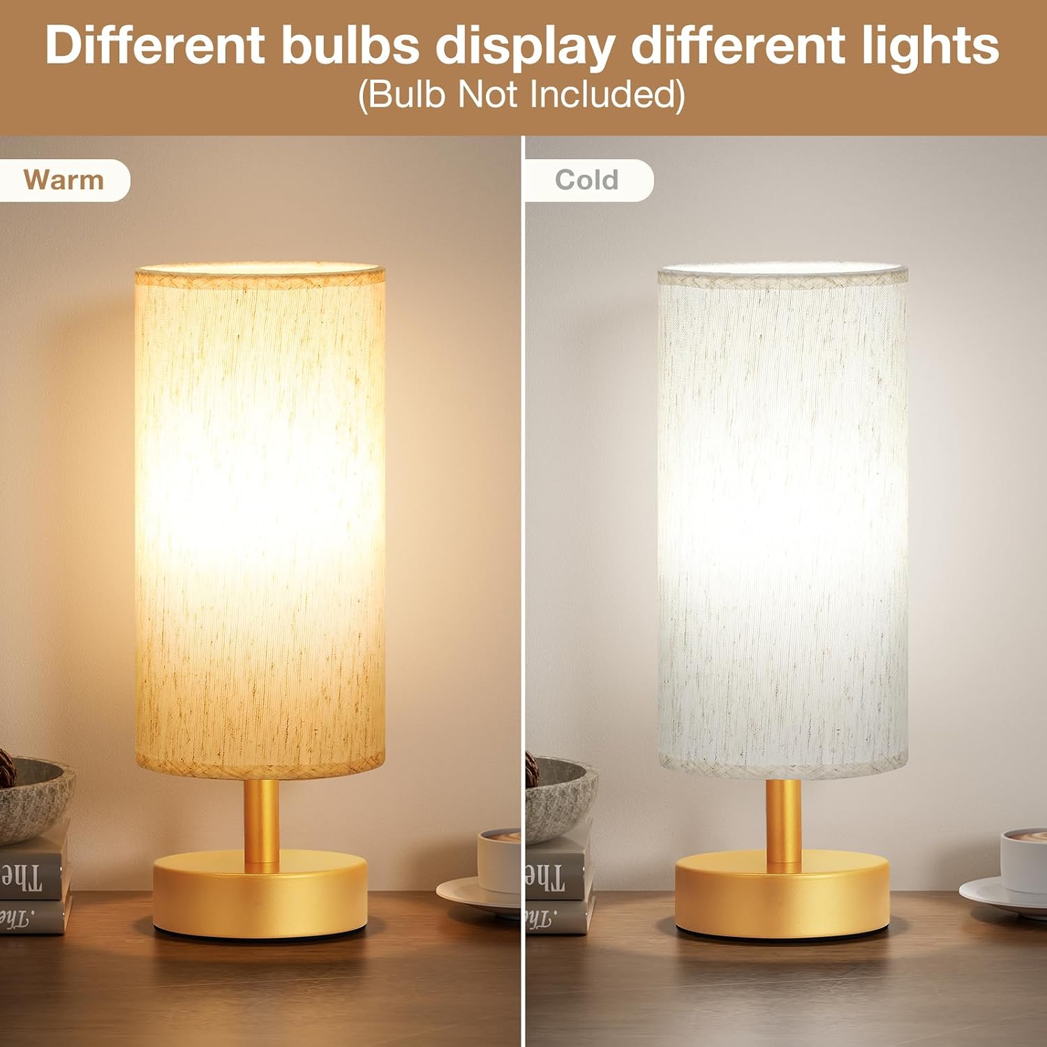 PartageiZ Small Table Lamp for Bedroom Set of 2 - Bedside Lamps for Night Stands, Minimalist Nightstand Light Lamp for Reading Room, Kids…