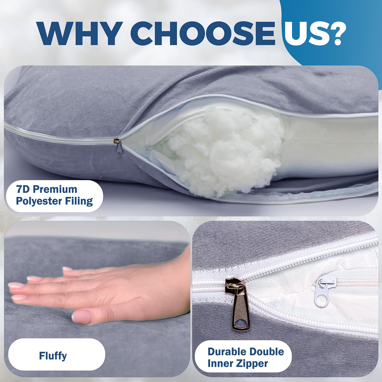 Pillani Pregnancy Pillows for Sleeping - V C U Shaped Full Body Pillow with Removable Cover, 57inch Cooling Maternity Pillow for Pregnant W…