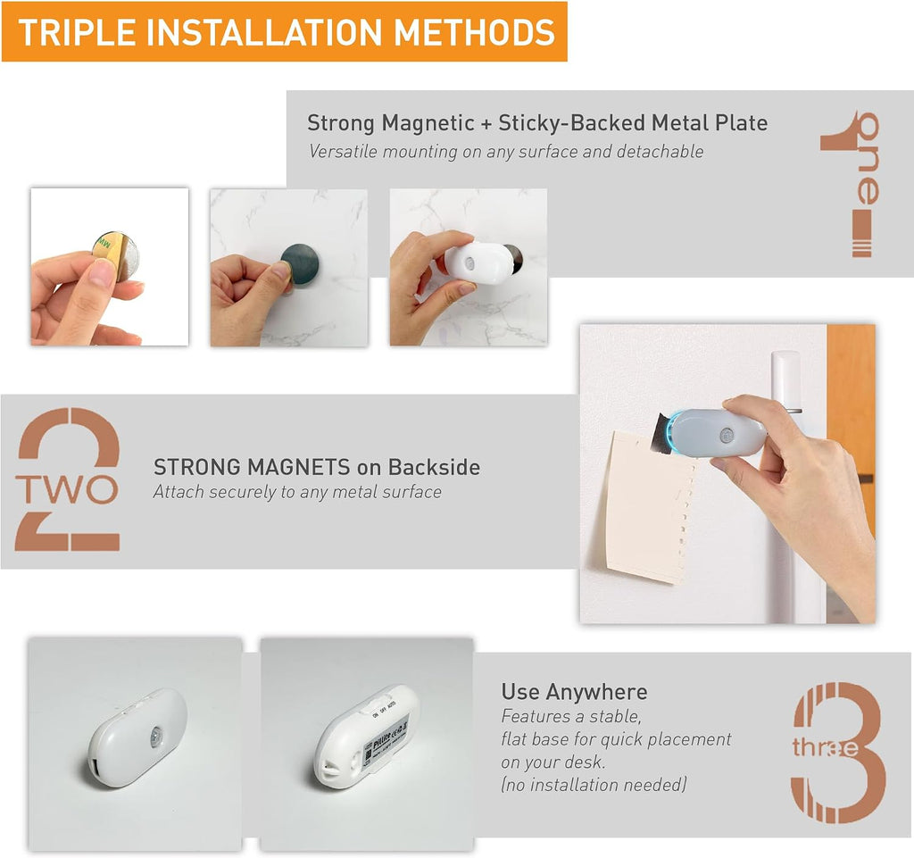 LIBERATECH Rechargeable Motion Sensor Night Light, 2-Color White & Warm Toilet Light with Auto/On Mode, Magnetic & Adhesive Installa…