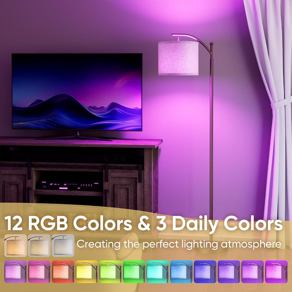 Battery Operated Floor Lamp, RGB Dimmable Cordless Standing Lamp with Remote Control for Living Room, Tall Floor Lamp for Bedroom -Brown