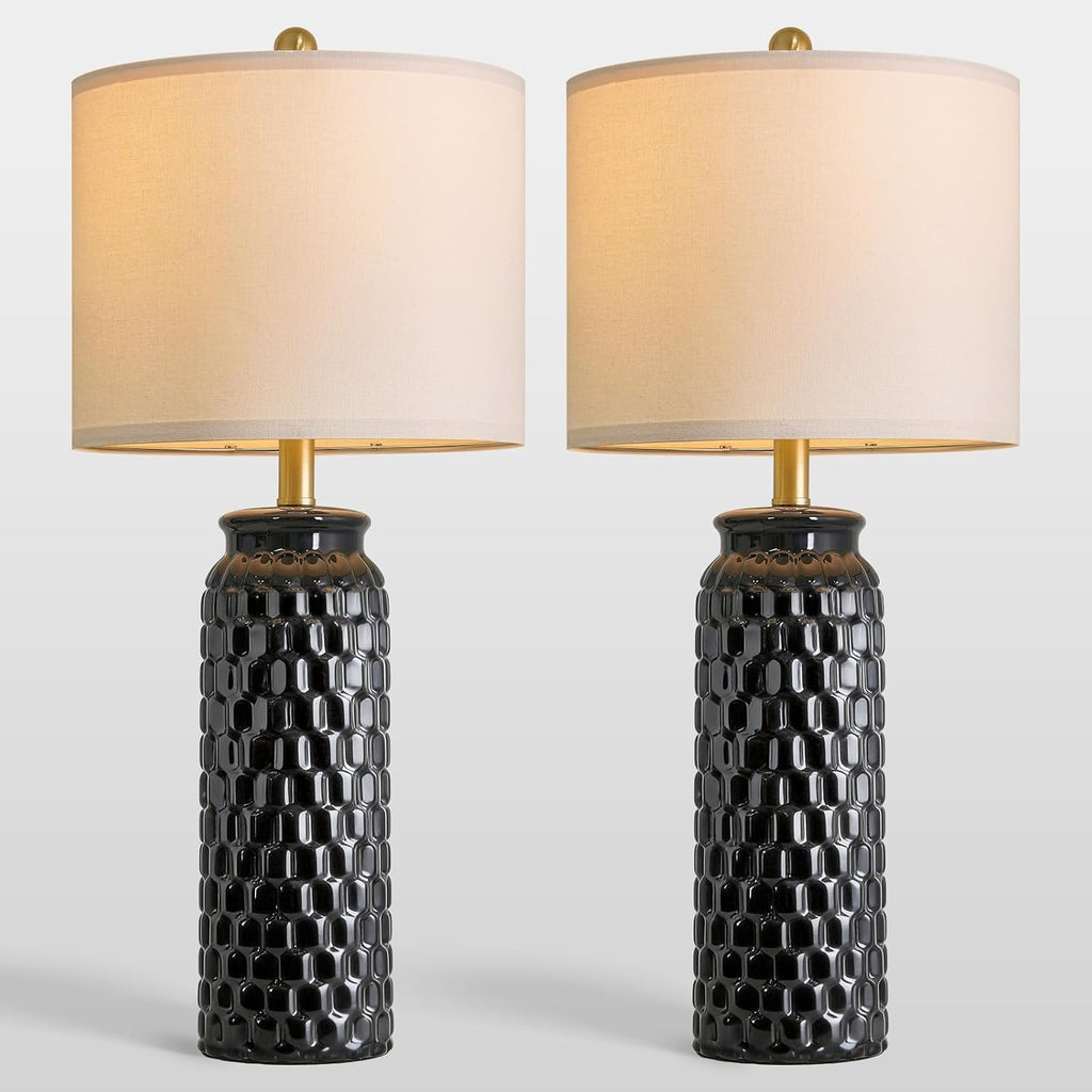 USumkky 27" Ceramic Table Lamps Set of 2 - Modern Farmhouse & Boho Style, Bedside Nightstand Lamps for Bedroom, Living Room End Table…