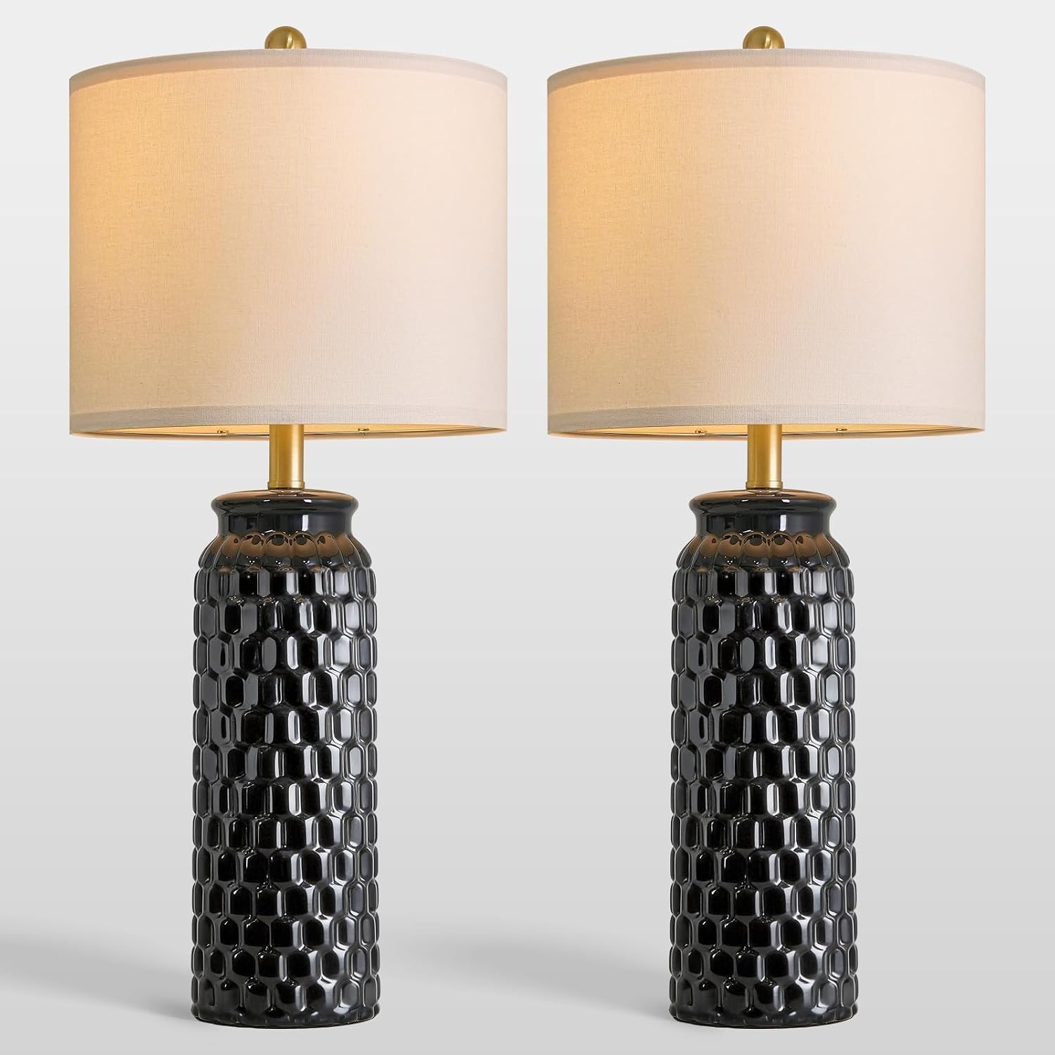 USumkky 27" Ceramic Table Lamps Set of 2 - Modern Farmhouse & Boho Style, Bedside Nightstand Lamps for Bedroom, Living Room End Table…