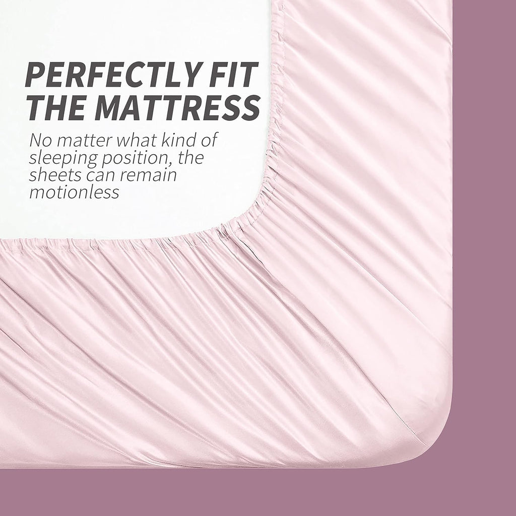 Cobedzy 3 Pcs Blush Pink Satin Sheets Twin XL Size Silky Satin Bedding Sheets Set with 1 Deep Pocket Fitted Sheet, 1 Flat Sheet, 1 Pillowca…