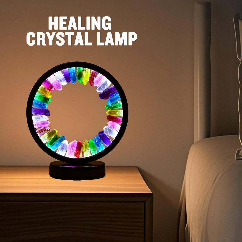 Runyansghi Chroma Electroplated Single Point Crystals Night Lamp 8.6" Healing Crystal Bedside Lamp USB Port 3 Colours Dimming Mode…