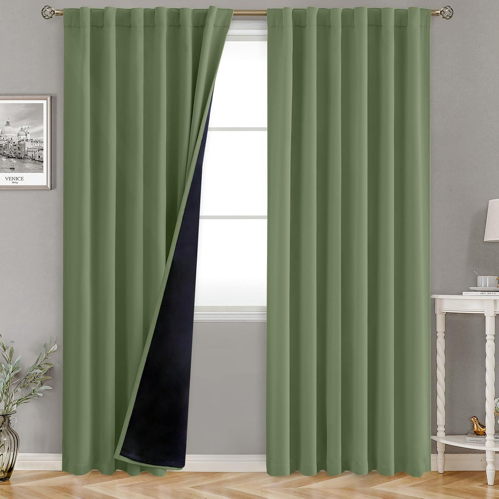 BGment 78 Inch Curtains for Living Room, 100% Blackout Curtains for Bedroom with Liner, Thermal Insulated Double Layer Rod Pocket and…