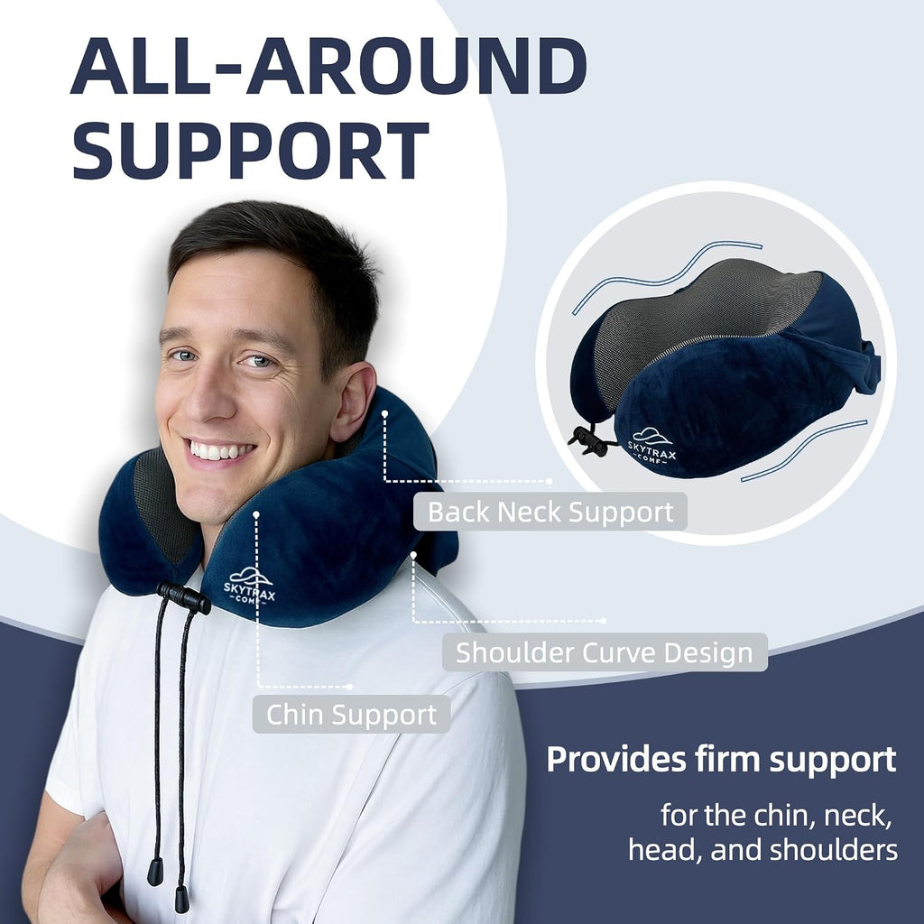 Travel Pillow with Extra Large Hood for Airplane Long Flights Privacy and Comfort Memory Foam with Velvet Cover for Road Trip Head&Neck…