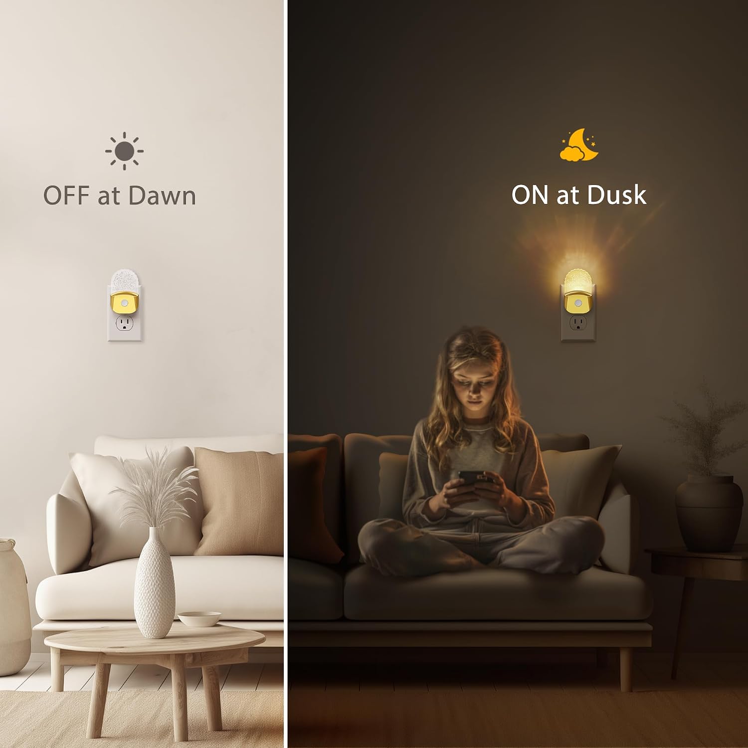Briignite Night Lights Plug into Wall, 2 Pack, 8 Color Changing Night Light Room Decor, RGB LED Nightlight witih Dusk to Dawn Sensor for…