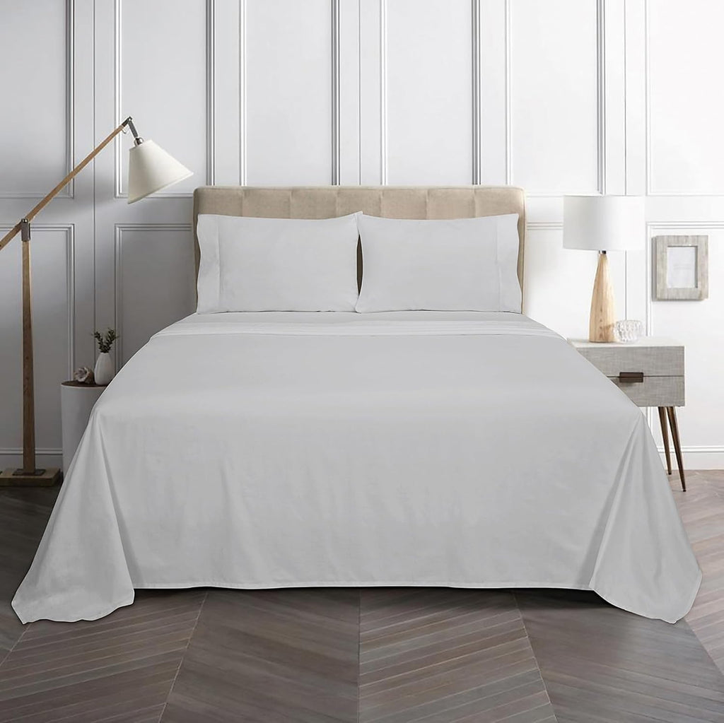 Royalelinens ROYALE LINENS Bamboo Viscose Queen Sheet Set - Cooling Bed Sheet Set - 1 Fitted, 1 Flat & 2 Pillowcase - Fits Up to 16" - Orga…