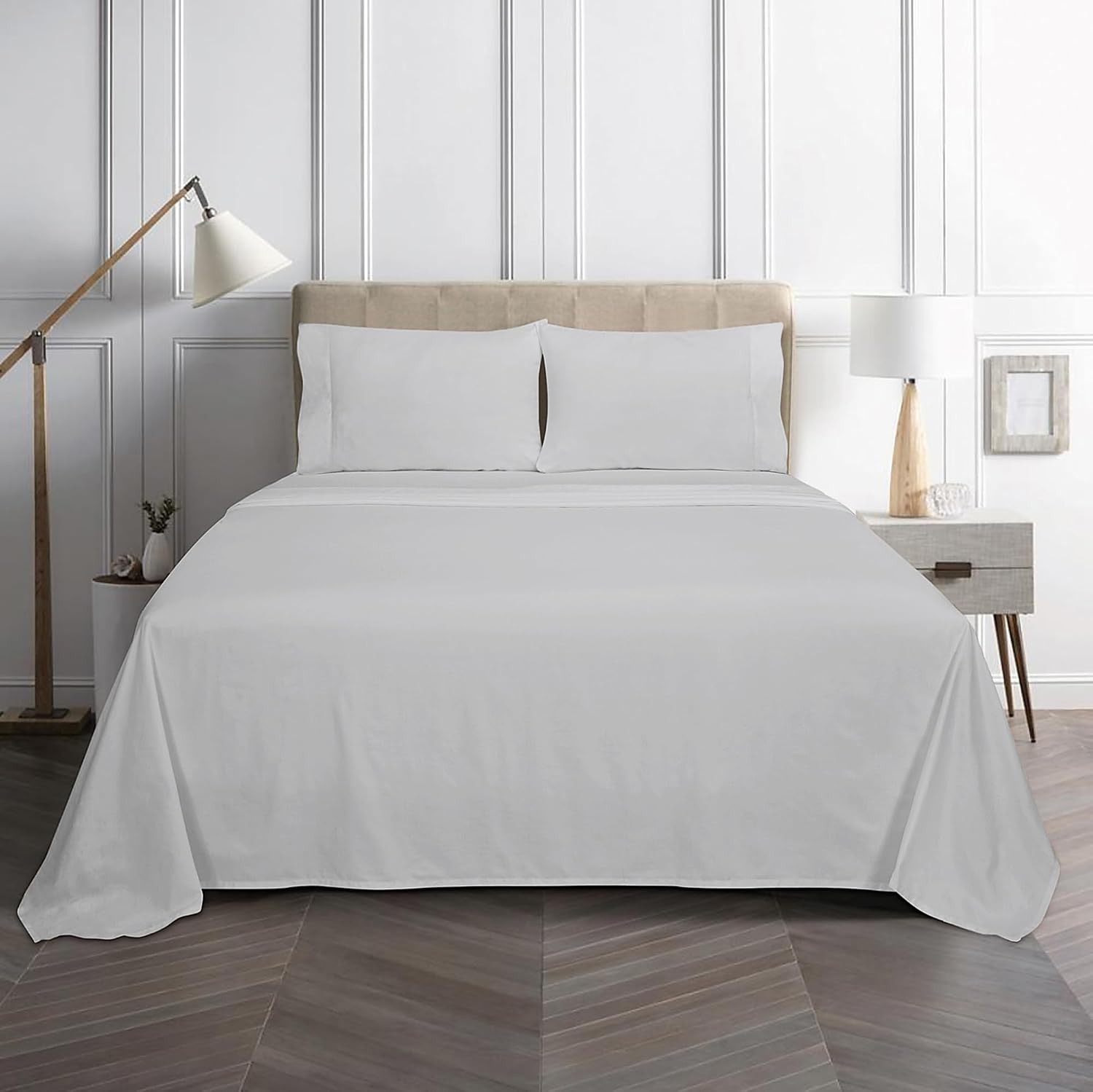 Royalelinens ROYALE LINENS Bamboo Viscose Queen Sheet Set - Cooling Bed Sheet Set - 1 Fitted, 1 Flat & 2 Pillowcase - Fits Up to 16" - Orga…