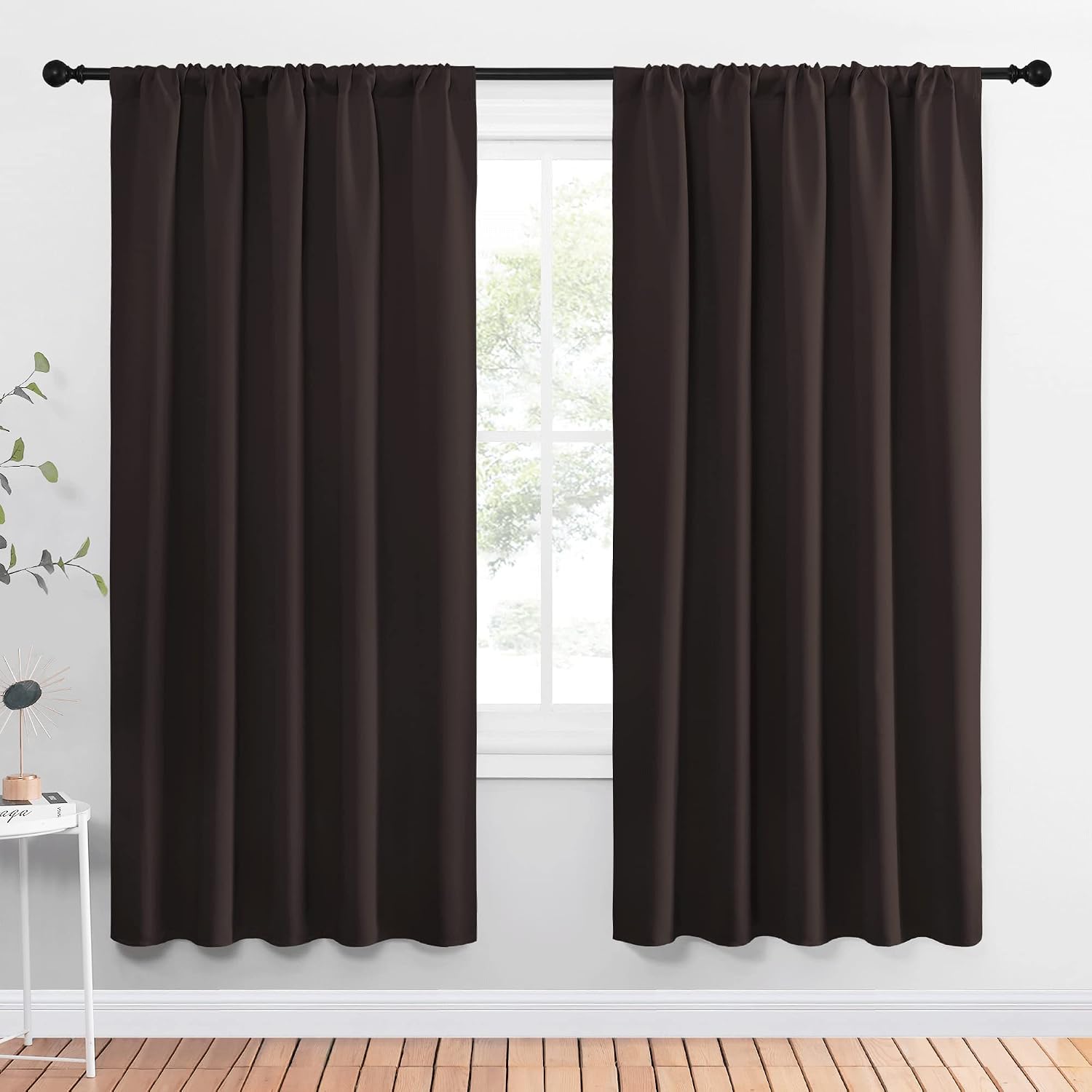 NICETOWN Blackout Curtain Panels 72 inches - Energy Saving Thermal Insulated Solid Rod Pocket Blackout Curtains for Bedroom (1 Pair, 52…