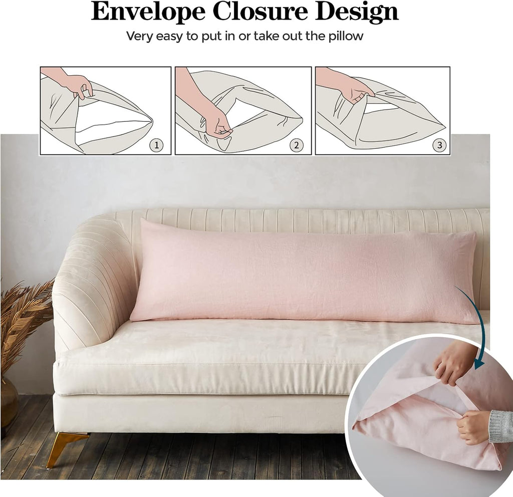 Simple&Opulence Body Pillow Cover 20" x 54",100% Pure Linen, Ultra Soft and Breathable, Body Pillowcase with Envelope Closur…