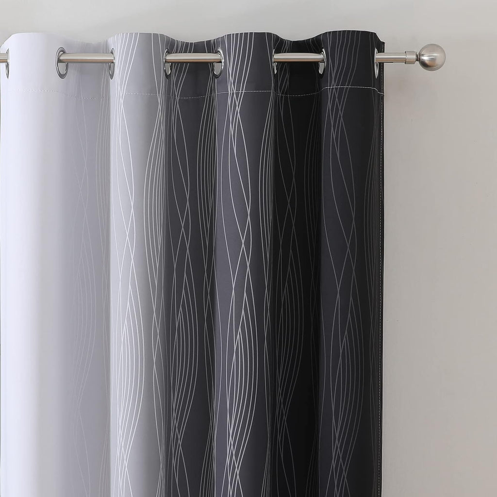 Estelartextiler Estelar Textiler Ombre Greyish White Black Blackout Curtains & Drapes 63 Inch Length 2 Panels for Bedroom, Thermal Insulate…