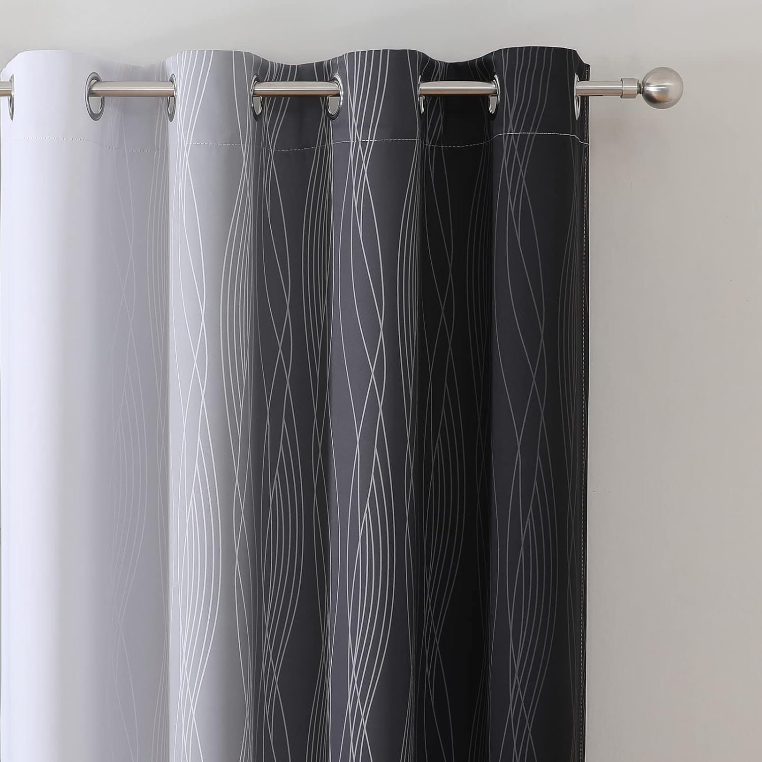Estelartextiler Estelar Textiler Ombre Greyish White Black Blackout Curtains & Drapes 63 Inch Length 2 Panels for Bedroom, Thermal Insulate…