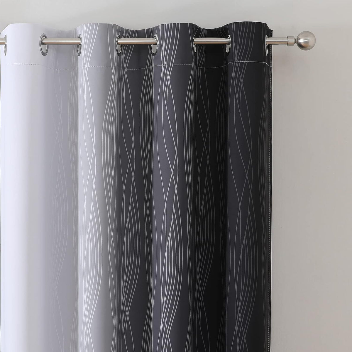 Estelartextiler Estelar Textiler Ombre Blackout Curtains 102 Inches Long 2 Panels Set, Black and Greyish White Thermal Insulated Drapes for…
