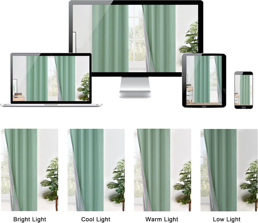 Xwzo 100% Blackout Curtain Panels - Thermal Insulated Black Liner Curtains, Noise Reducing and Heat Blocking Drapes for Hall and Studio Win…