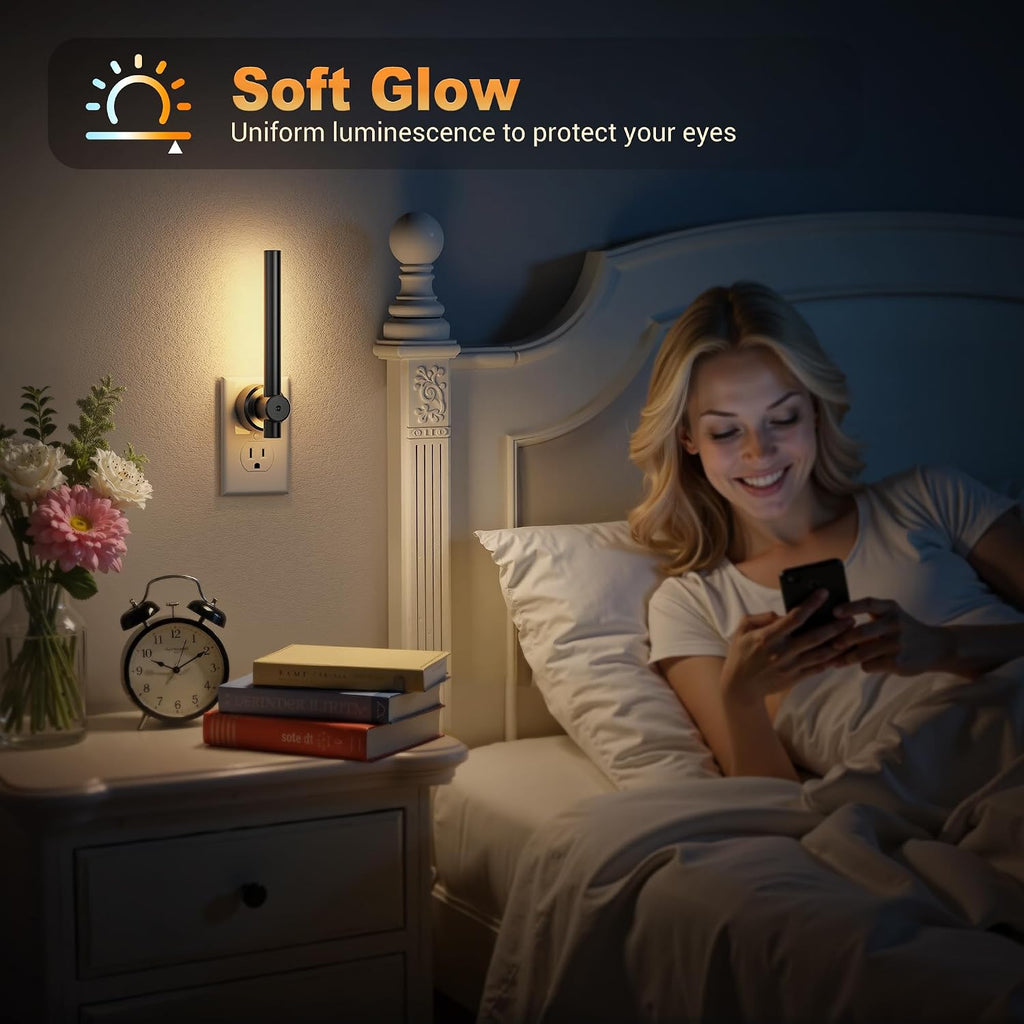 JandCase LED Night Light, Modern Night Lights Plug into Wall with Dusk to Dawn Sensor, 330° Rotatable Plug, Dimmable Night Light for Bedroo…