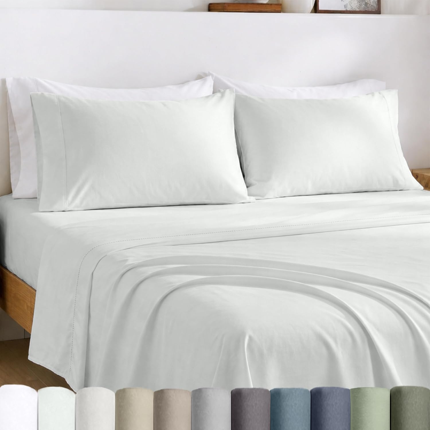 CaliforniaDesignDen California Design Den Egyptian Percale California King Sheets Set - Certified 100% Egyptian Cotton, Lightweight Percale…