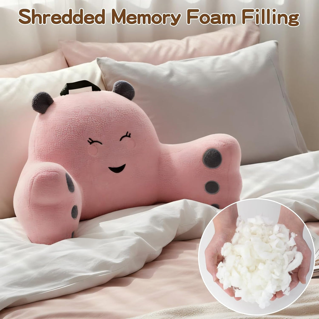 Ajicong Reading Pillow for Sitting in Bed Couch Teens/Adult, Back Rest Pillow for Sitting Up in Bed with Shredded Memory Foam, Includes Arm…