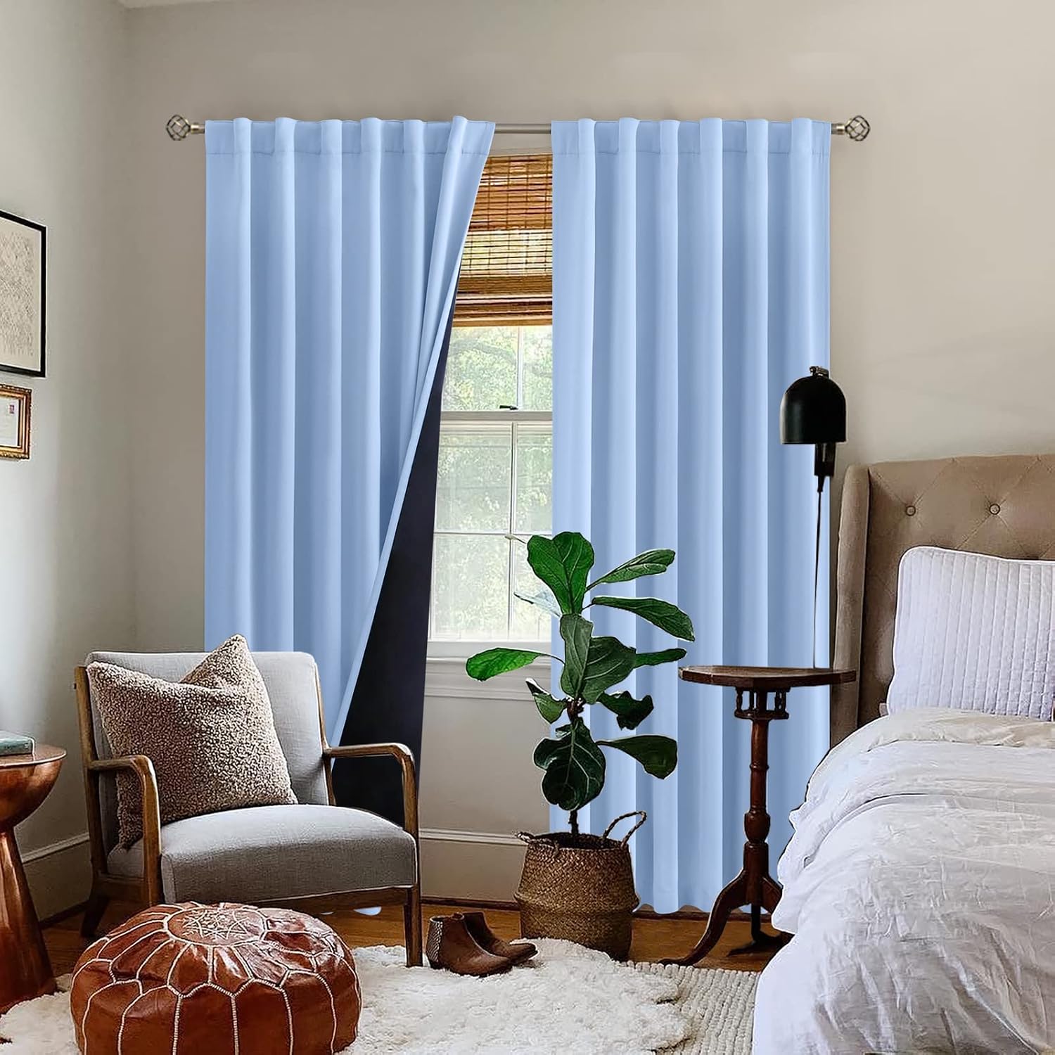 BGment Full Blackout Curtains with Thermal Insulation Liner Curtains 84 Inches Long, Rod Pocket and Back Tab Double Layer Room Darkening…