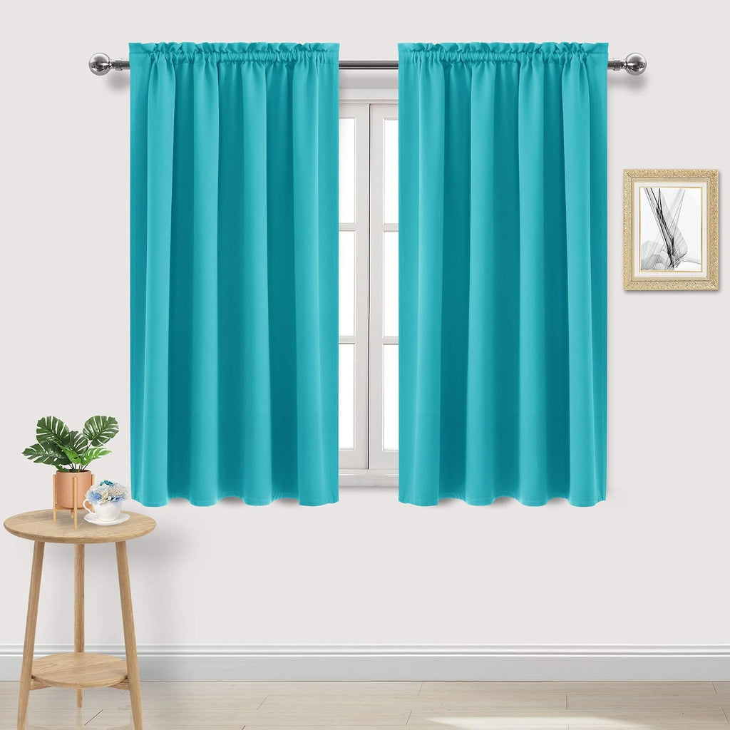 Dwcn Turquoise Room Darkening Blackout Curtains - Thermal Insulated Privacy Energy Saving Window Curtain Drapes 52 x 54 inch Length, Set of…