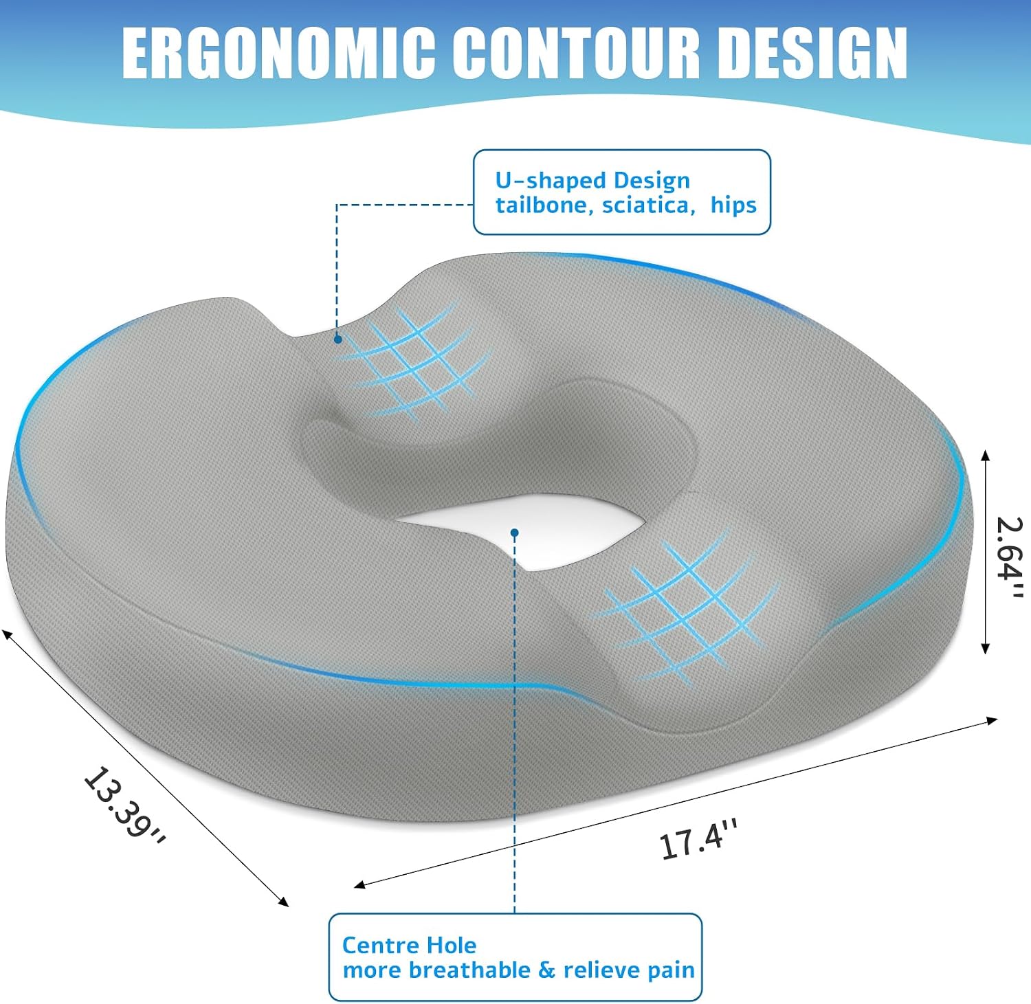 BlissTrends Donut Pillow Seat Cushion, Donut Chair Cushions for Postpartum Pregnancy & Hemorrhoids, Tailbone Cushion, Memory Foam Lifting Cush…