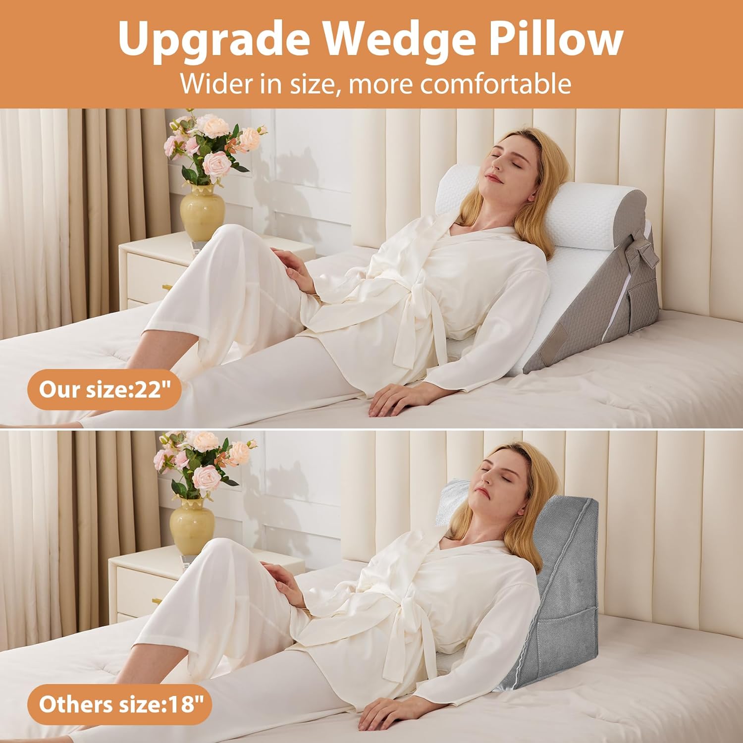 EnjoyaBetterLifeFromHere BIEEZZK Wedge Pillow Set for After Surgery, Wedge Pillow for Acid Reflux, Bed Wedge Pillow with Adjustable 9&12inc…