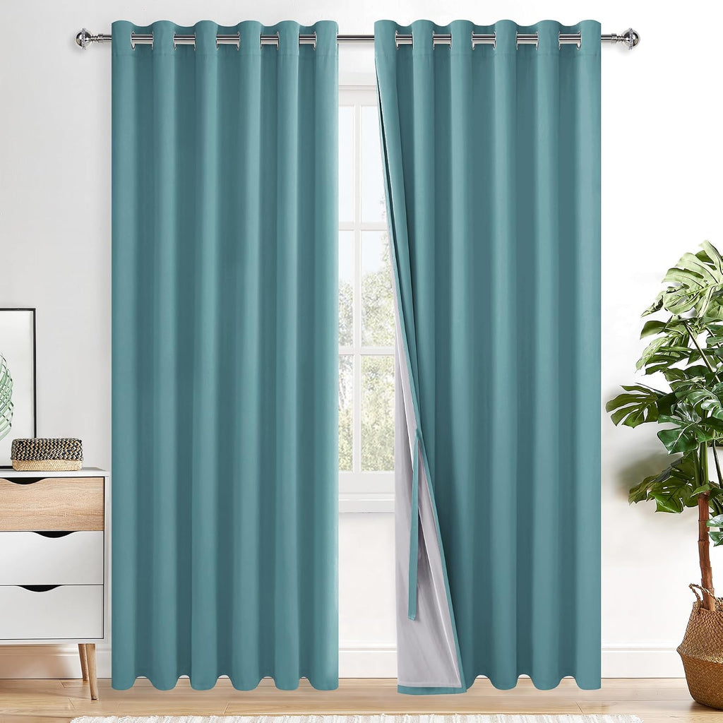 Xwzo 100% Blackout Curtains - Thermal Insulated Black Liner Curtains, Noise Reducing and Heat Blocking Drapes for Hall and Studio Windows w…
