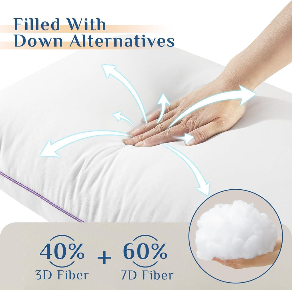 Jollyvogue Pillows Queen Size Set of 4, Washable Supportive Bed Pillows with Super Soft Down Alternative Fill, Luxury Fluffy Hotel Quality…