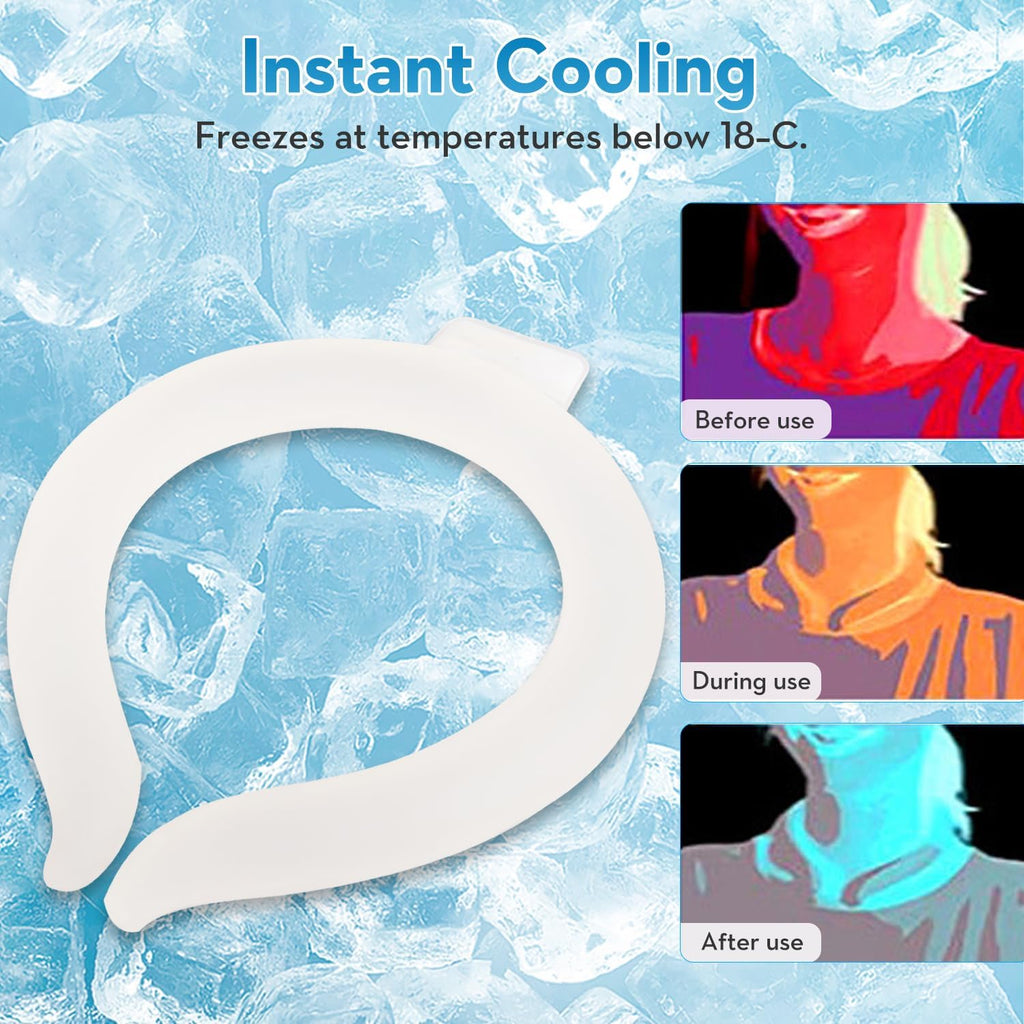 2PCS Neck Cooling Tube with Cold Insulated Bag, Reusable Ice Neck Ring Wearable Body Cooling Products for Summer Heat (White*2)