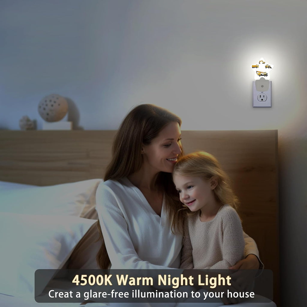 Cartoon Truck Machines Night Lights Plug in Wall Lamp Smart Dusk to Dawn Sensor for Home Decorative, Kids Room Bedroom Bathroom Kitchen…