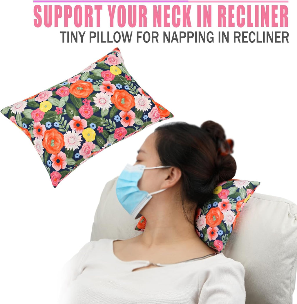 BNRendles Small Neck Pillow for Recliner Chair Neck Support Pillows Plump Adjustable Filling Nap Airplane Sleeping Little Cushion Painting…
