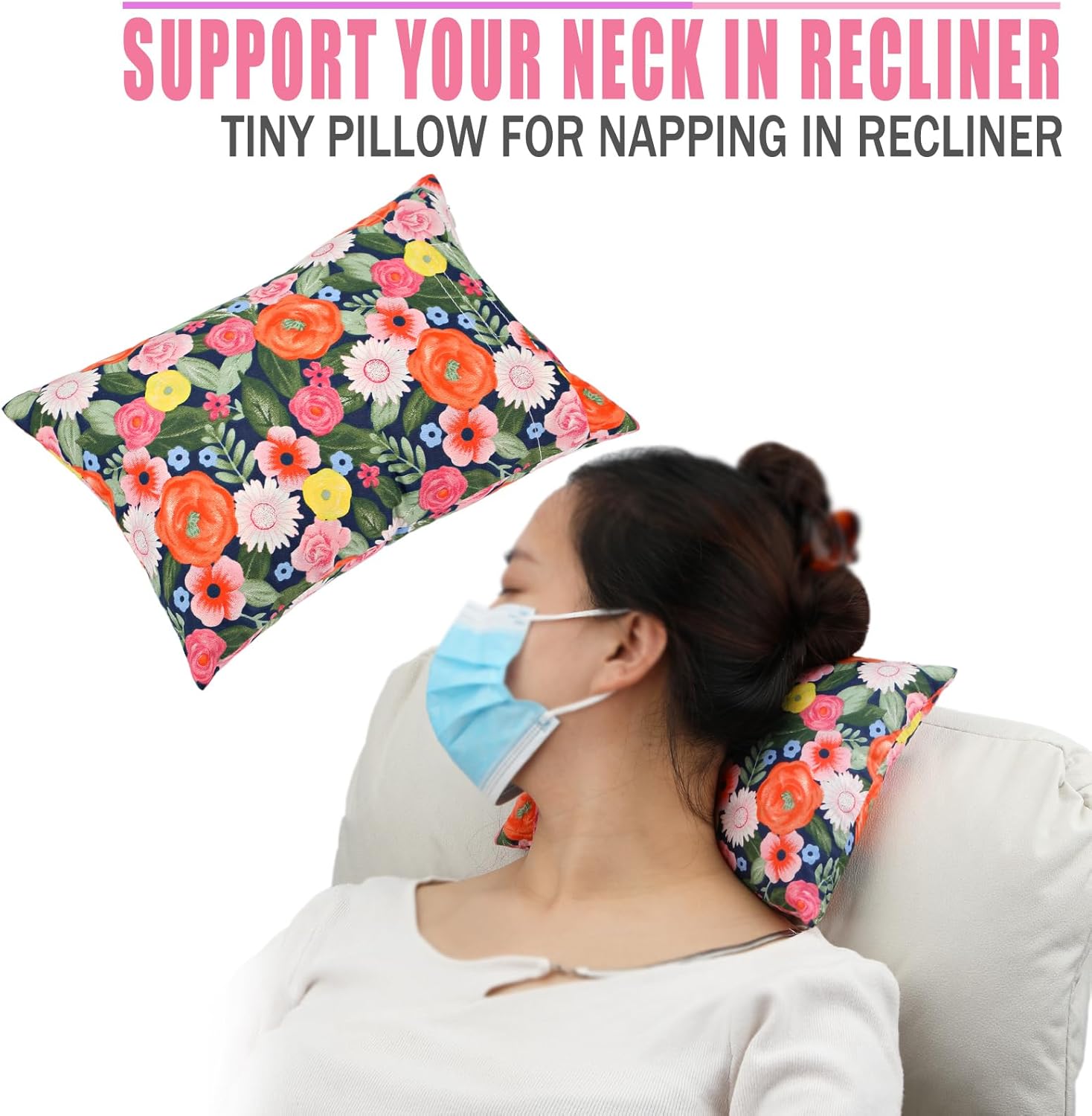 BNRendles Small Neck Pillow for Recliner Chair Neck Support Pillows Plump Adjustable Filling Nap Airplane Sleeping Little Cushion Painting…