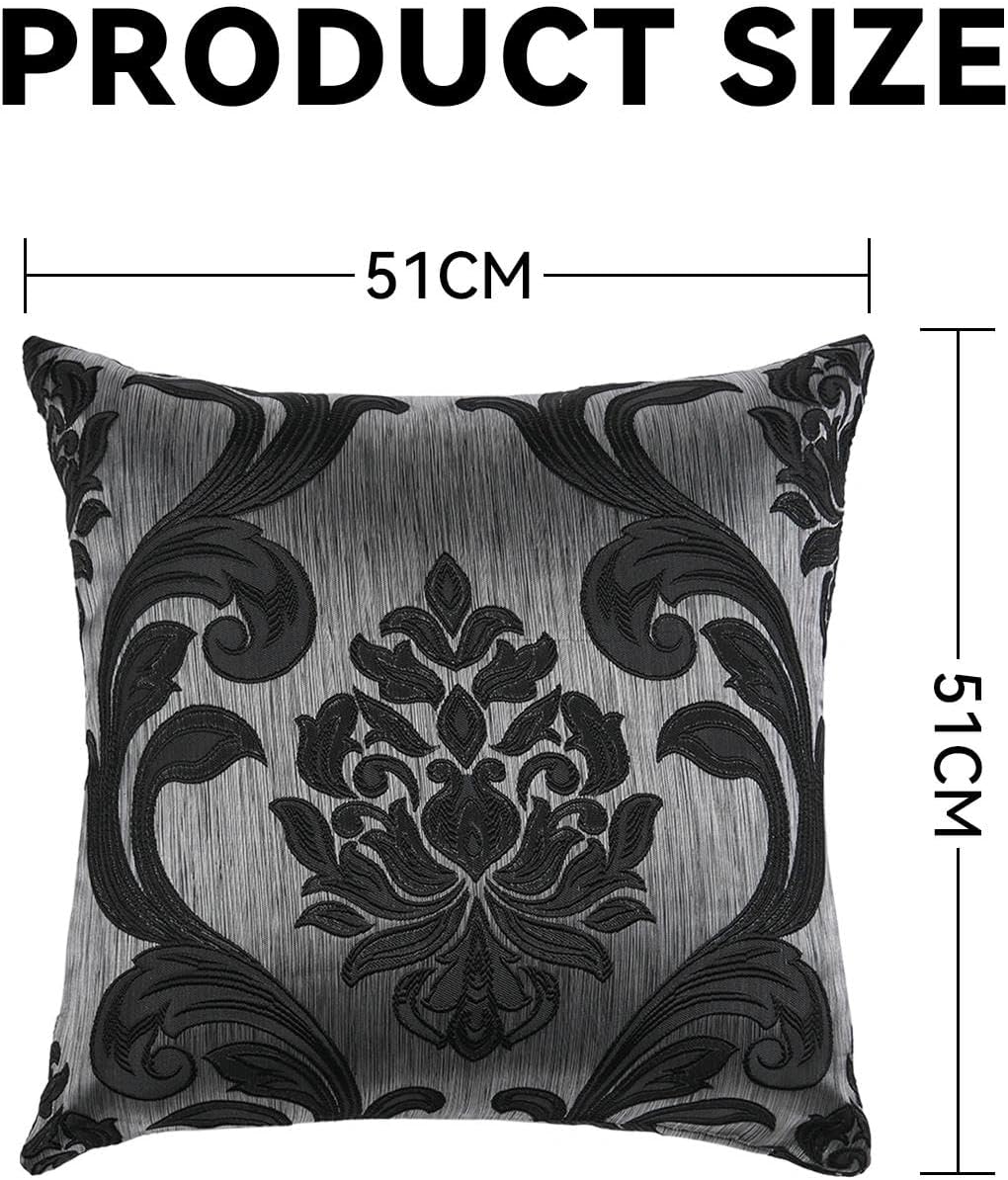NAPEARL Throw Pillow Covers-Set of 2 Cushion Covers with Jacquard Patterns, Black Decorative Pillowcase for Couch, Sofa, Bed, Attractive…
