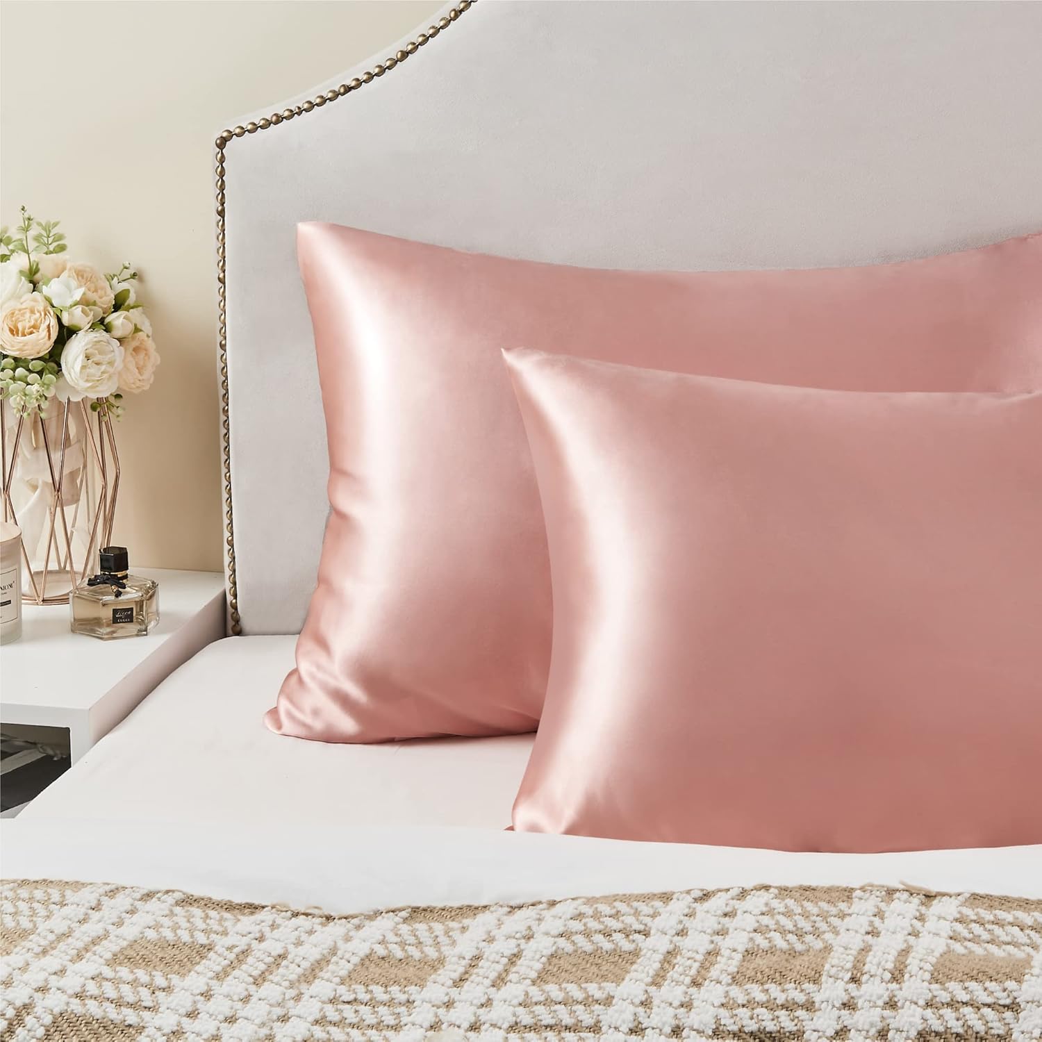 Bedelite Satin Pillowcase for Hair and Skin, Super Soft and Cooling Similar to Silk Pillow Cases 2 Pack with Envelope Closure, Gift for Wom…