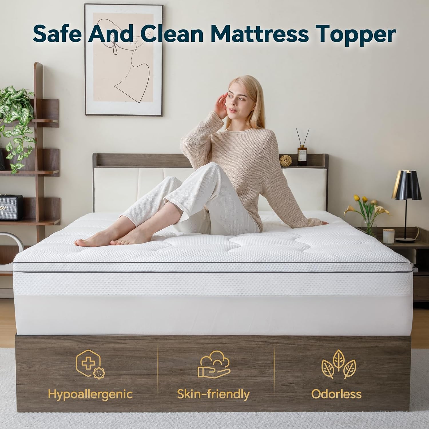 Gembed 4 Inch Memory Foam Mattress Topper Small -Dual Layer 3 Inch Cooling Gel Memory Pad and 1 Inch Pillow Top Mattress Cover for Back Pai…