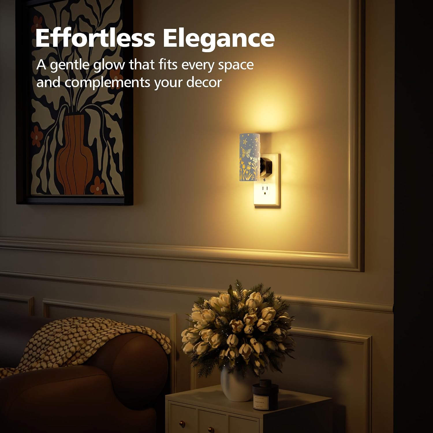 LED Night Lights Plug into Wall, 2-Pack 3000K Bright Plug in Nightlights, Dusk-to-Dawn, Dimmable 0-100LM, Auto-On/Off, Home Decor for…