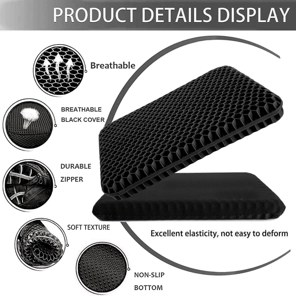 Helishy Gel Seat Cushion for Long Sitting, Extra Thick Gel Cushion for Wheelchair Soft Chair Pads for Office Home Chairs Car Seats Long Tri…