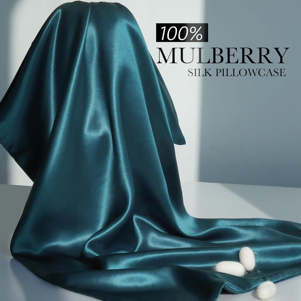 Jjimoo 100% Mulberry Silk Pillowcase for Hair and Skin, 22 Momme Pure Natural Silk Pillow Case Both Sided with Zipper, Pillow Cover for Wom…