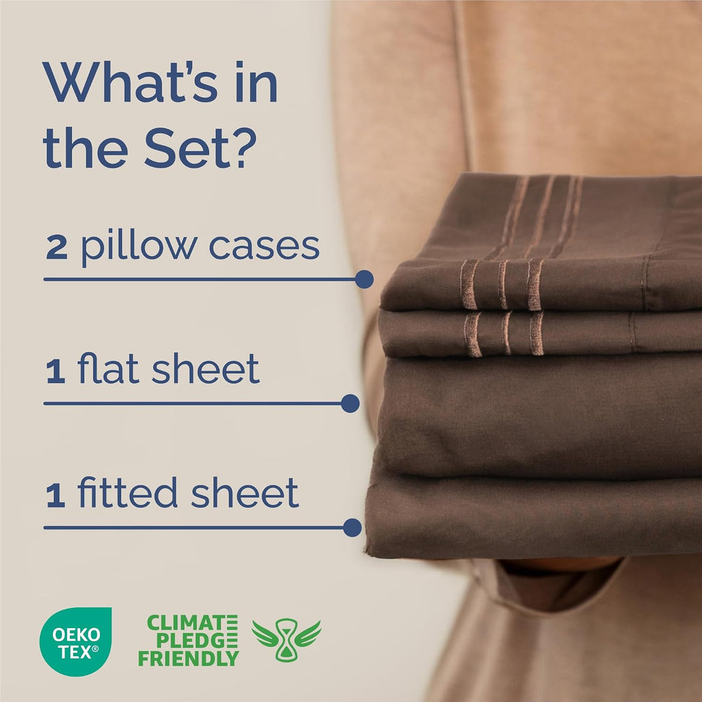 King Size 4 Piece Sheet Set - Comfy Breathable & Cooling Sheets - Hotel Luxury Bed Sheets for Women & Men - Deep Pockets, Easy-Fit, Extra…