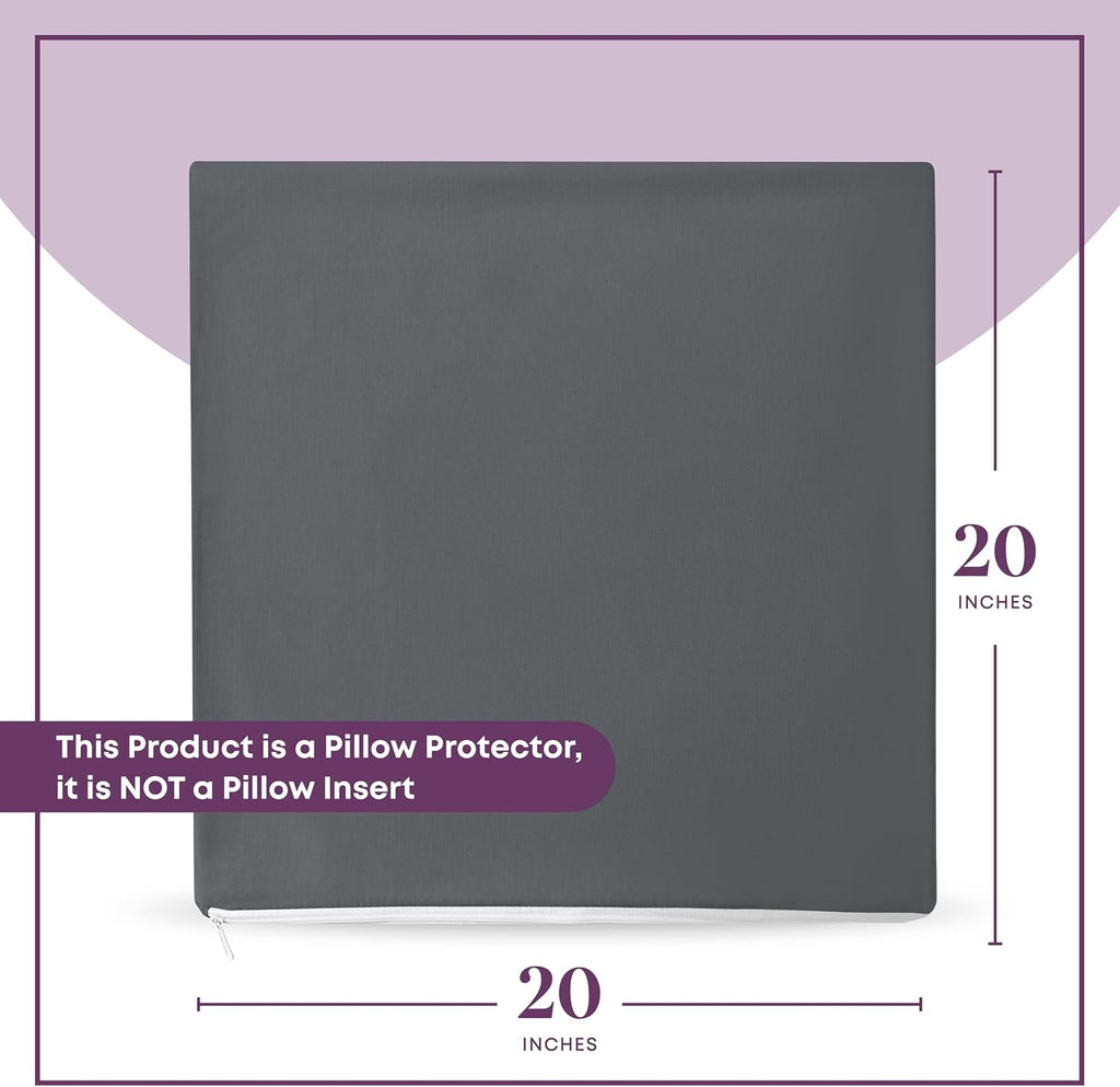 CIRCLESHOME Throw Pillow Protectors - 100% Cotton Breathable Pillowcases - 20 X 20 Square Pillowcases - Protects Pillows from Dirt, Dust…